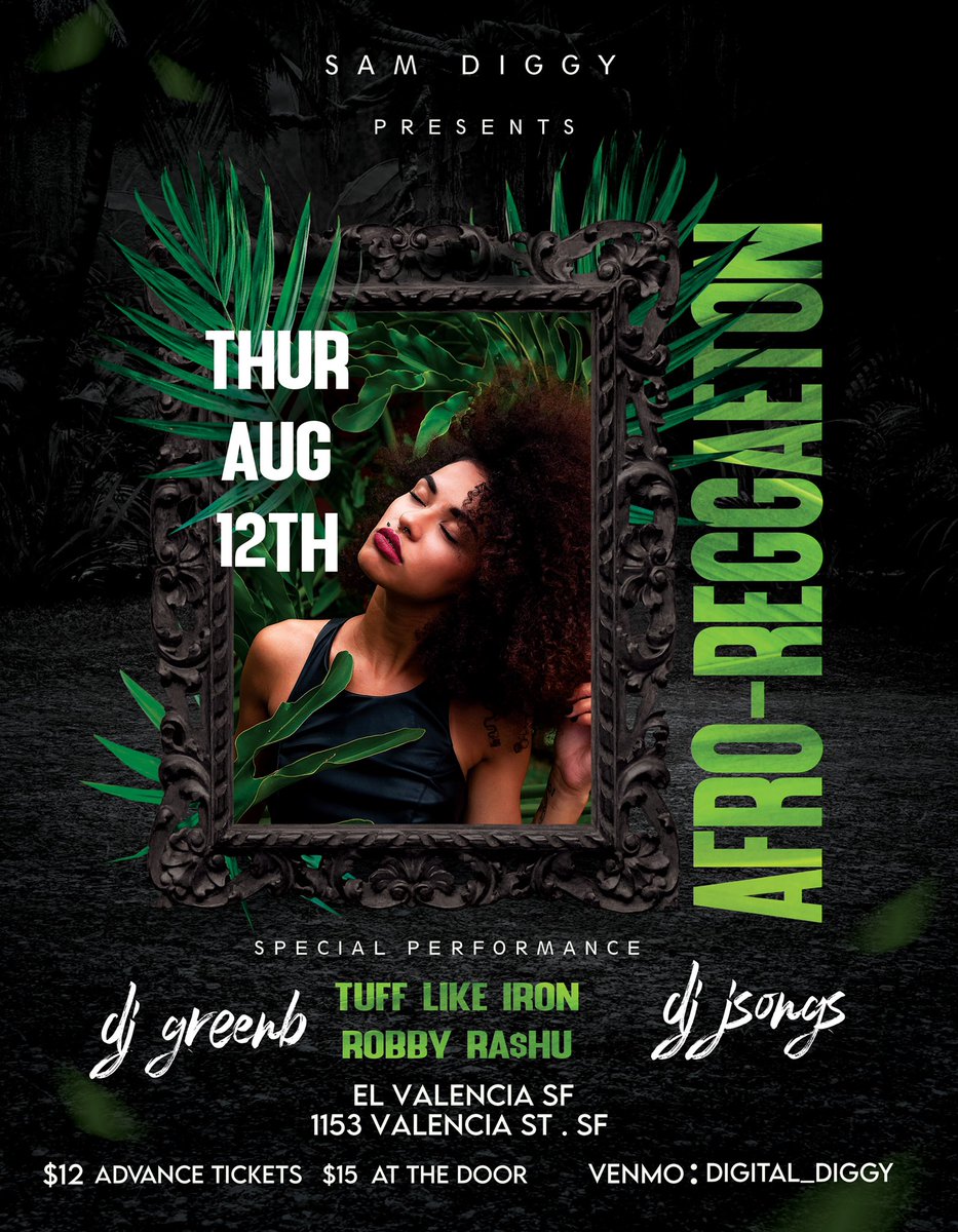 Digitaldiggy (@samdiggymusic) on Twitter photo Next Thursday 12th
Music all night
#Dancehall #BayArea #reggae
<a href="/tufflikeiron/">Tuff Like Iron π¦</a> <a href="/DjGreenB/">ig : DjGreenBizzle</a> Next Thursday 12th
Music all night
#Dancehall #BayArea #reggae
<a href="/tufflikeiron/">Tuff Like Iron π¦</a> <a href="/DjGreenB/">ig : DjGreenBizzle</a>