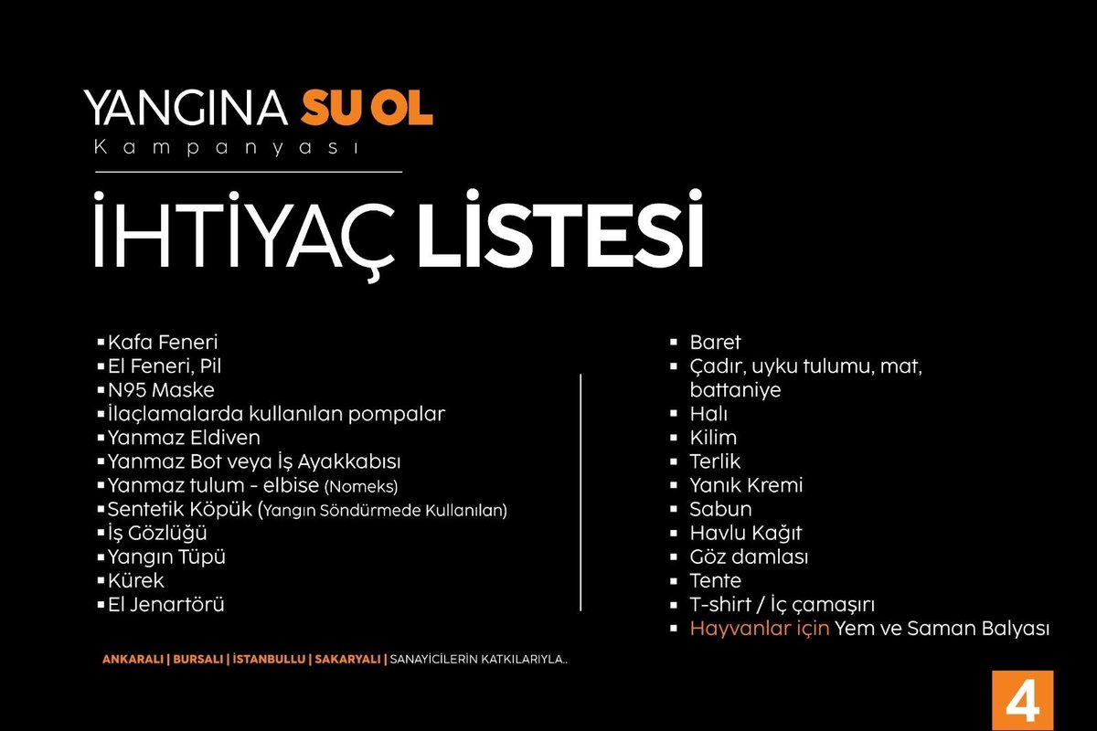 Roboder olarak "Yangına Su Ol" kampanyasına destek oluyoruz!
- Nakdi yardım kabul edilmiyor.
- Sadece görsellerde yer alan ihtiyaç kalemleri kabul edilmektedir.
- Canlı olarak bilgi almak isterseniz whatsapp grubu linki :
lnkd.in/d7bCikY 

#yanginasuol #yangin