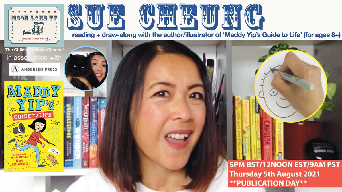 🎠📺TODAY 5PM BST/12NOON EST/9AM PST…
🔗youtube.com/c/moonlanetv 📚

🌟PUBLICATION DAY EXCLUSIVE🌟
🪄🐹‘Maddy Yip’s Guide to Life’ reading + writing activity with @suecheungstory (for ages 8+)

🛍️🔗uk.bookshop.org/a/47/978183913…

#MaddyYip @andersenpress