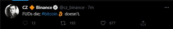 WhiteBullsss's tweet photo. CZ tweet https://t.co/n47JTscZYM