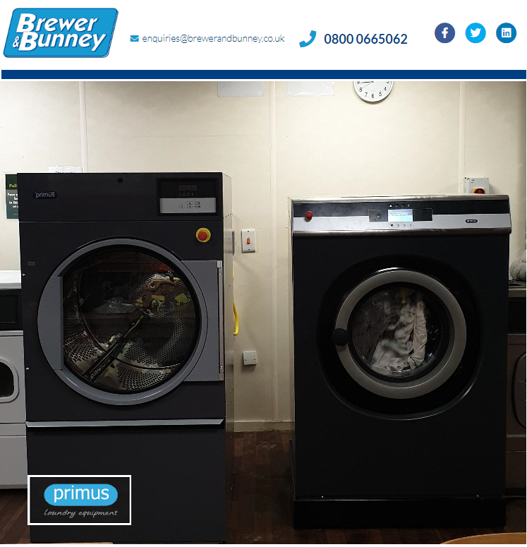 A new installation of a #Primus washer &amp; dryer at a #holiday park in #Cornwall.
The site are really pleased with the speed of through put, machines supplied on rental so no upfront cost, see brewerandbunney.co.uk/helping-your-b… #laundry #staycation #Devon #Somerset #Dorset