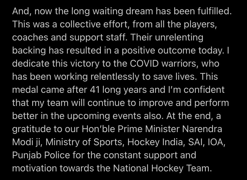 Thank you to every Indian and hockey fans for the immerse love and support towards our @TheHockeyIndia team! #Tokyo2020 #Olympics #Bronze #Hockey #IndiaKaGame