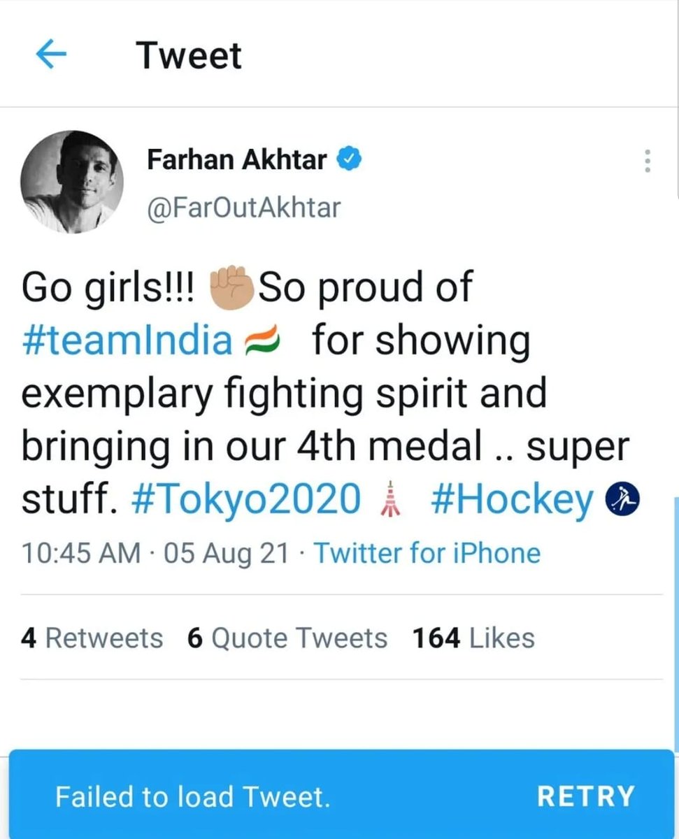 Another Goof up: Farhan Akhtar Congratulates women's #hockeyindia team after men in blue bring home the bronze at #Olympics, deletes tweet