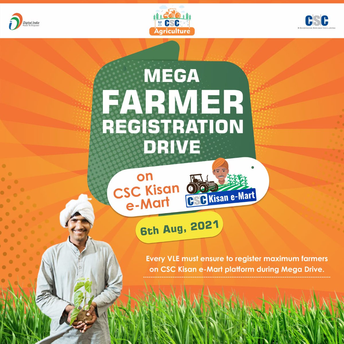 Mega Farmer Registration Drive
We Got this. We can do it.

All the Best States.👍🏻😊
#6thAugust
#OneDaytoGo
#VocalForlocal