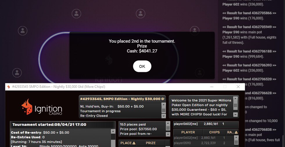 WOOPoker's tweet photo. Been a minute! 2nd in the 30k Nightly #twitchpoker https://t.co/qlKoGl0Xqa