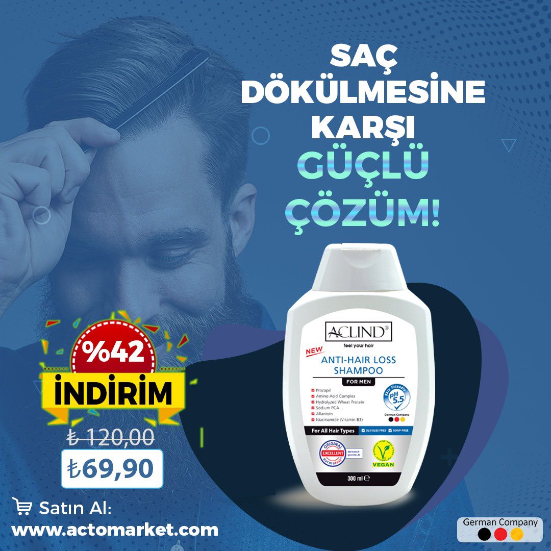 AhmetMelikoglu6's tweet photo. SAÇ DÖKÜLMESİNE KARŞI GÜÇLÜ ÇÖZÜM!
 ACLIND® ANTI-HAIR LOSS SHAMPOO | Saç Bakım Şampuanı | For Men
https://t.co/QZQOH0CIEe
 Shampoo, saç ve saç derisine bakım için geliştirilmiş zengin formülü saç kayıplarının azalmasına ve mevcut saçların korunmasına yardımcı olur. https://t.co/eDwRfbOhsx