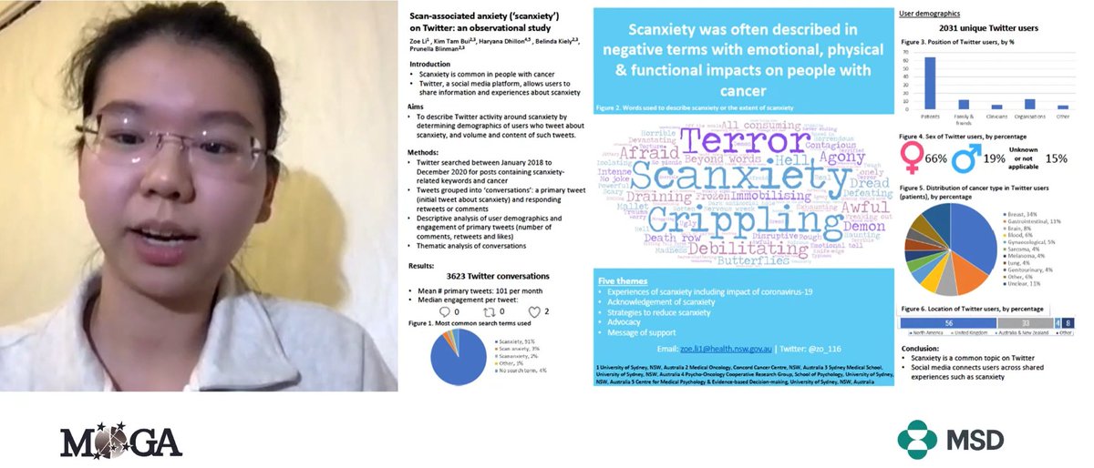 Excited to post on Twitter about <a href="/zo_116/">Zo</a>'s Twitter #MOGAASM21 poster- showing that #scanxiety is talked about in negative terms &amp; more needs to be done in this space. A novel way of understanding important issues to the cancer community. Amazing work, Zoe!