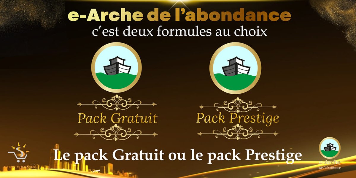 eArche3's tweet photo. À e-Arche de l'abondance deux formules au choix sont disponibles : le pack Gratuit et le pack Prestige . Pour bénéficier de l'un de ces packs rendez-vous sur https://t.co/6I7GLKConW  
#earche #packgratuit #packprestige #independancefinanciere #libertefinanciere #formule https://t.co/PZsQsrjnxN