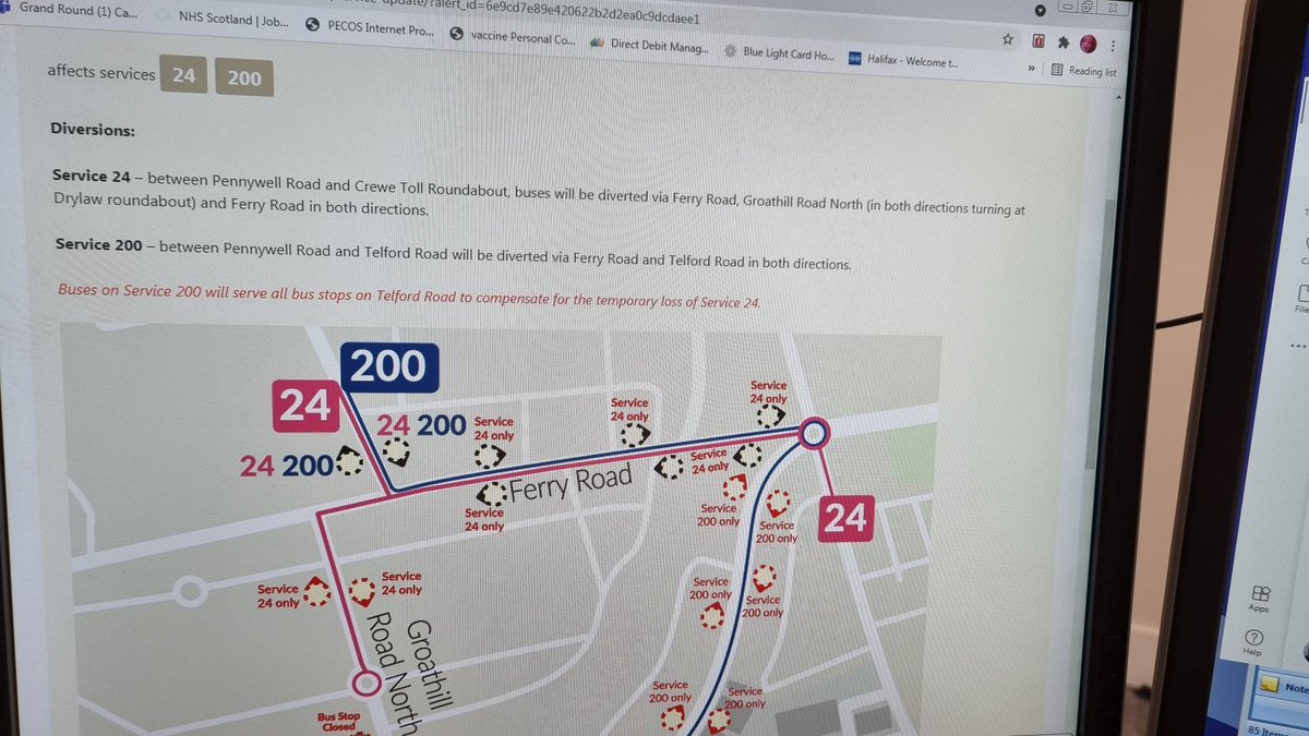 LadyTequilaBS's tweet photo. @on_lothianbuses. Does that mean the 24  to town comes down pennywell up groats hill picks up at the church stop then goes round the roundabout and bavl down groatshillalong ferry road  then along front of WGH 
just checking for the bus in the morning https://t.co/3cj0UwnchU