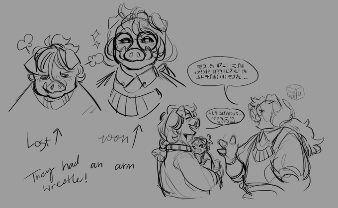 Some piggy friends! 

(in order)
Cad belongs to @toaster_robot, Zinc belongs to @Syntiment and Ivan belongs to @krispispider! Thanks for being friends with Nugget :D

[#piglinoc] 