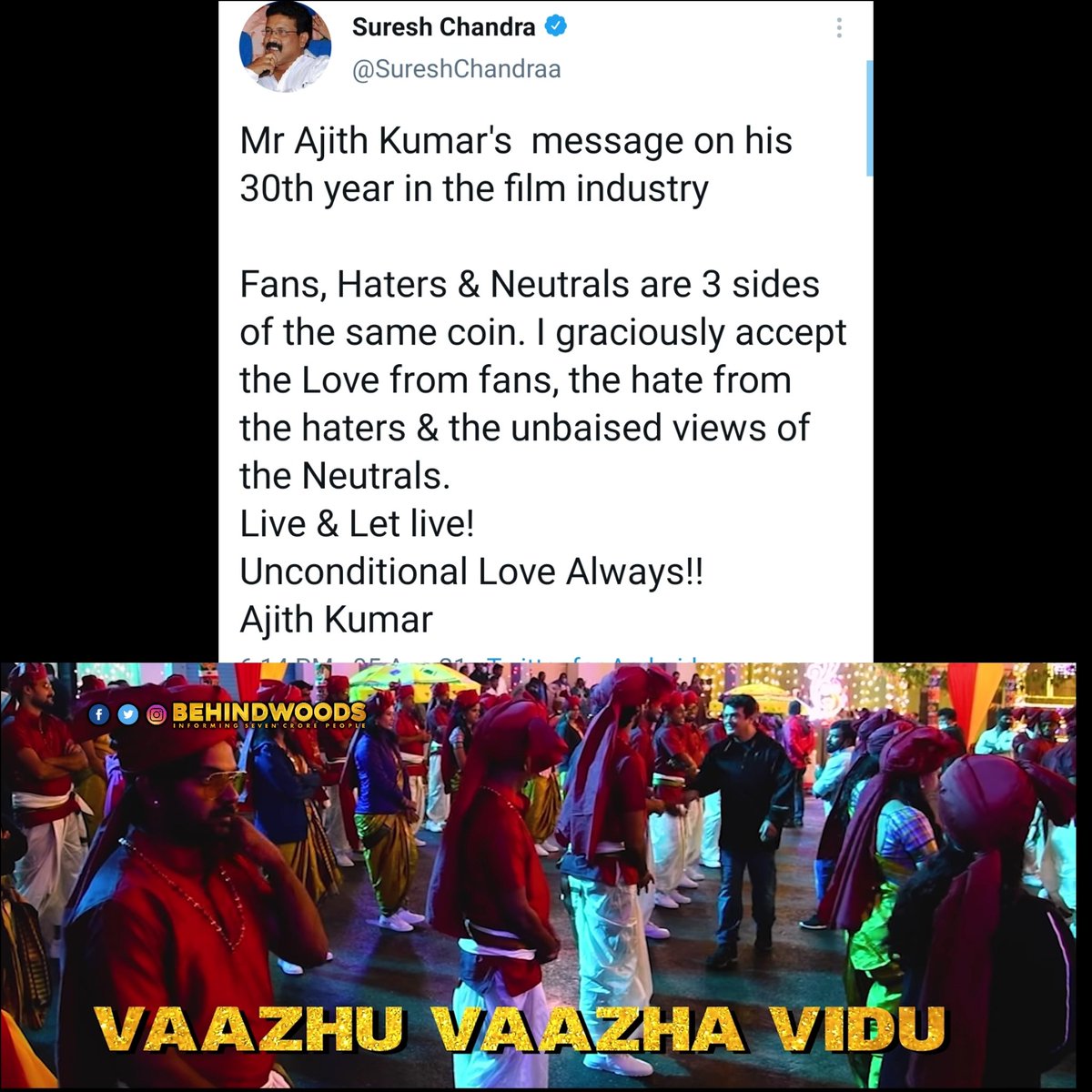 behindwoods's tweet image. Avalo than thathuvam!👌🔥

#ThalaAjith #Valimai #30YearsOfAjithKumar 

@SureshChandraa