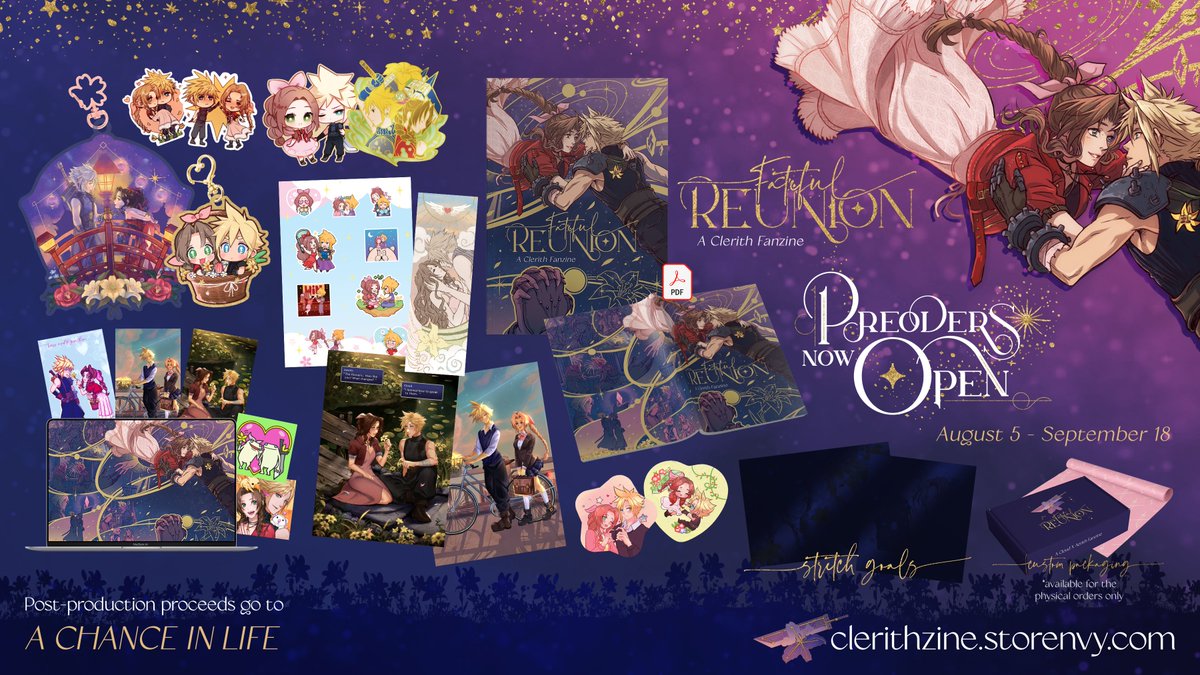 💫 PREORDERS OPEN 🌻

Preorders now open for FATEFUL REUNION: A #Clerith Fanzine!

Celebrate the love of this couple through these gorgeous bundles that will definitely make your hearts skip a beat!

Drop by the store and grab a copy~
✨ clerithzine.storenvy.com