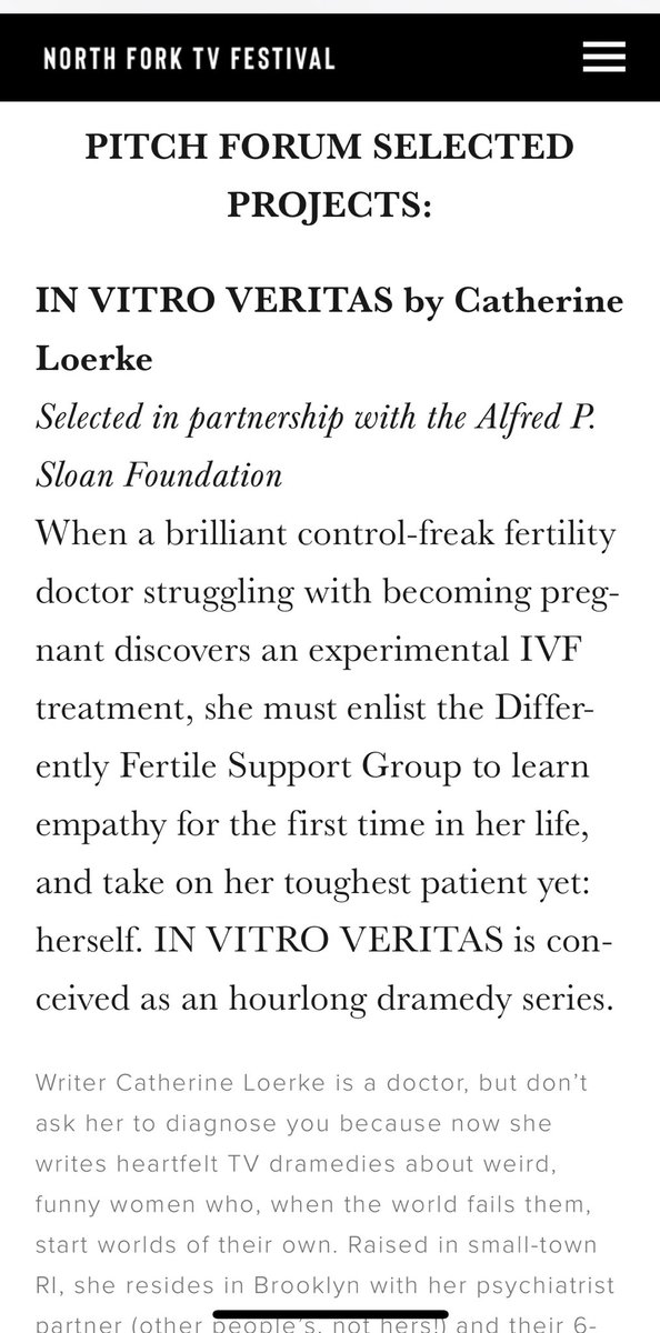 catalonius's tweet photo. Sweet news: the gem of a fest, @NorthForkTV selected my pilot “In Vitro Veritas”—whoop!— here to practice pitching the eff out of it. Writers should have a coach who like mops their sweaty brows like Mickey in “Rocky” https://t.co/lj17b0gJpD