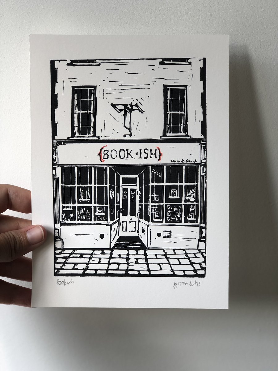 Linocut print of <a href="/Bookishcrick/">Book-ish 📚</a>  #illustration #BookTwitter