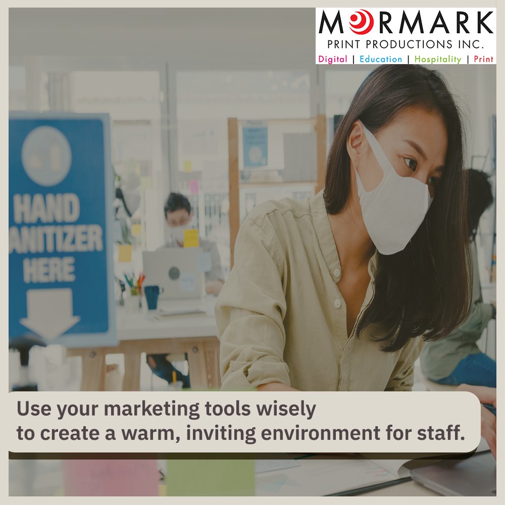 MormarkPrint's tweet photo. Here are some ways organizations can remind their staff about covid safety protocols. 
Leave #flyers communicating the preventive measure taken by the company 
Make your staff feel welcomed with welcome back #postcard
#Posters about symptoms, precautions, and helpline numbers. https://t.co/dnT8XEbuxn