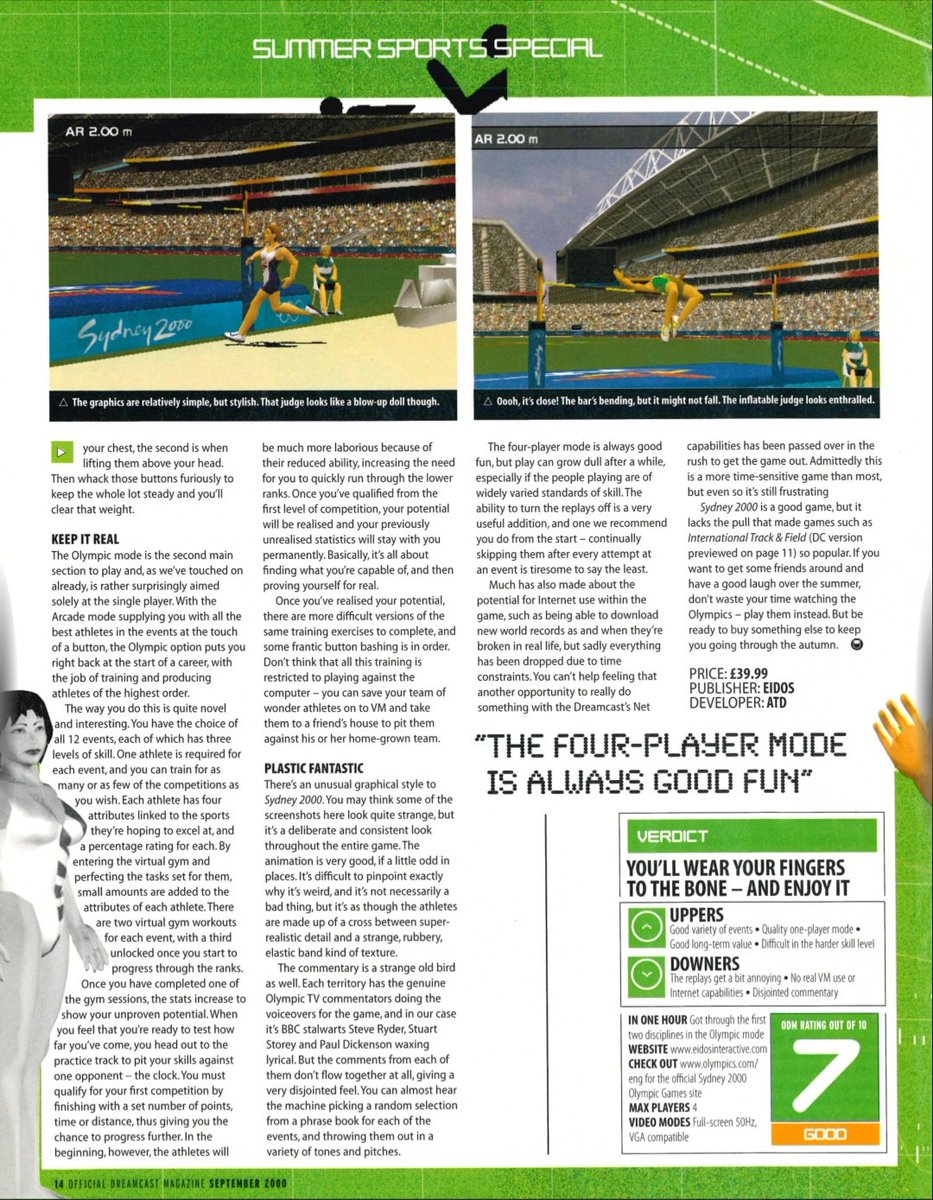RagMagsRetro's tweet photo. Official Dreamcast Magazine Summer Sport Special.2/3

#ItsThinkingThursday #Dreamcast #sega #retromags #retrogamingmagazine #retrogaming #gamersunite https://t.co/kuKzexkSY9