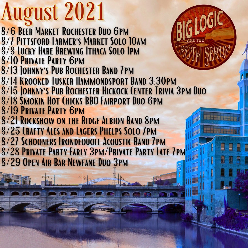 BigLogicEnt's tweet photo. It's gonna be a good month!
#bandcalendar #august2021 #summergigs https://t.co/kcR7fzBNyN