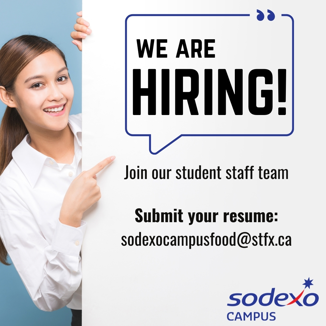 StFX Campus Food (@stfxcampusfood) on Twitter photo We are once again hiring student for the upcoming academic year! Join our amazing student staff team by sending in your resume at sodexocampusfood@stfx.ca
<a href="/stfxuniversity/">StFX University</a> We are once again hiring student for the upcoming academic year! Join our amazing student staff team by sending in your resume at sodexocampusfood@stfx.ca
<a href="/stfxuniversity/">StFX University</a>