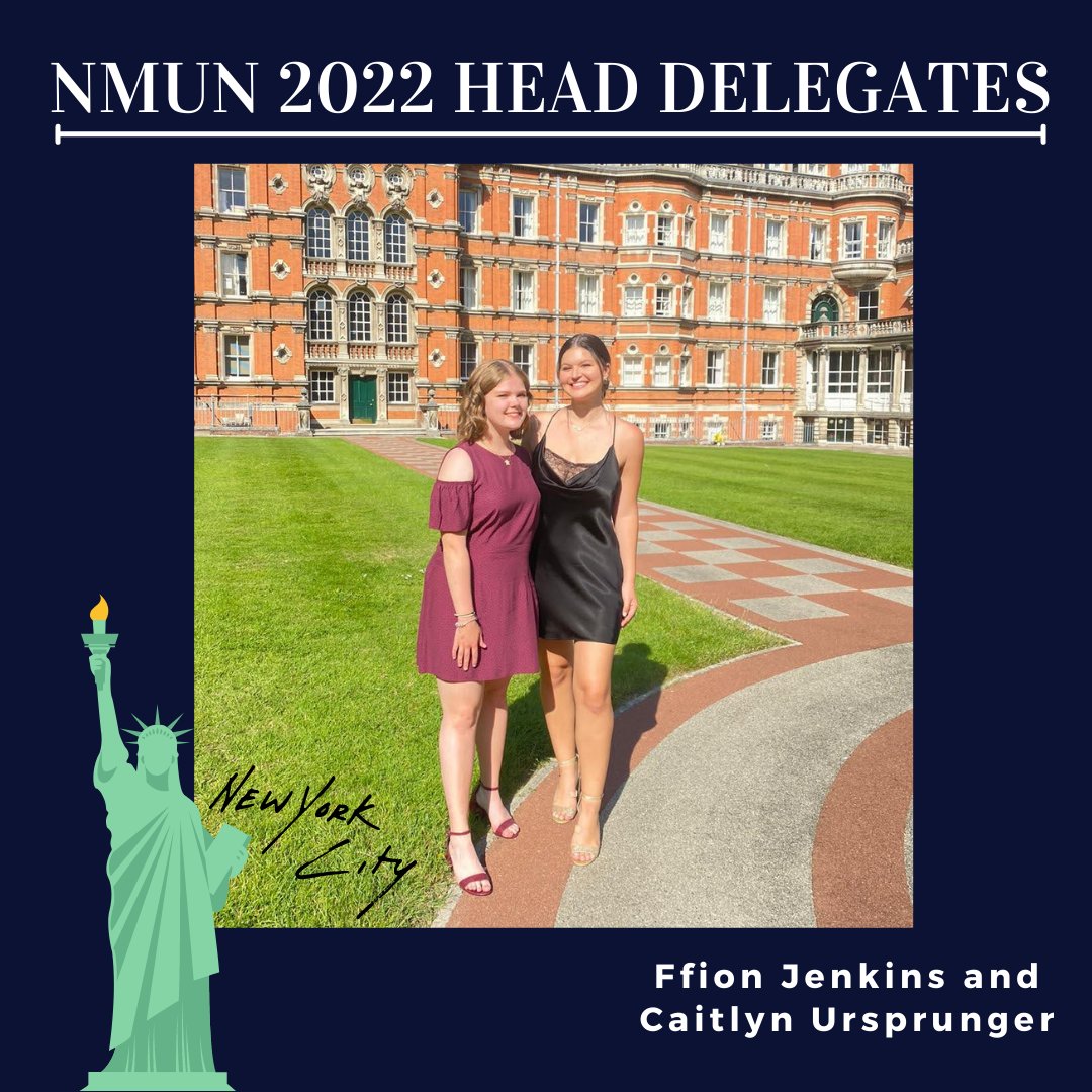 rhul_nmun's tweet photo. Surprise! 🎉 

Caitlyn and Ffion are your new head delegates for this academic year and we can not wait to be a part of this exciting adventure! We are both third year International Relations students with two years of NMUN experience!

Stay tuned for everything NMUN 2021-2022! https://t.co/ZJx09pTXOb