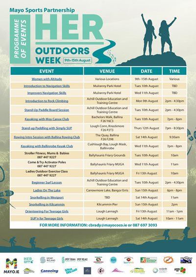 MayoAdventure's tweet photo. Delighted, but completely out of the blue !!! @MayoSport1 just announced that 18 FREE events are available for booking as part of Sport Ireland HER Outdoors Week from 9th – 15 August. https://t.co/mWQefnaB9N