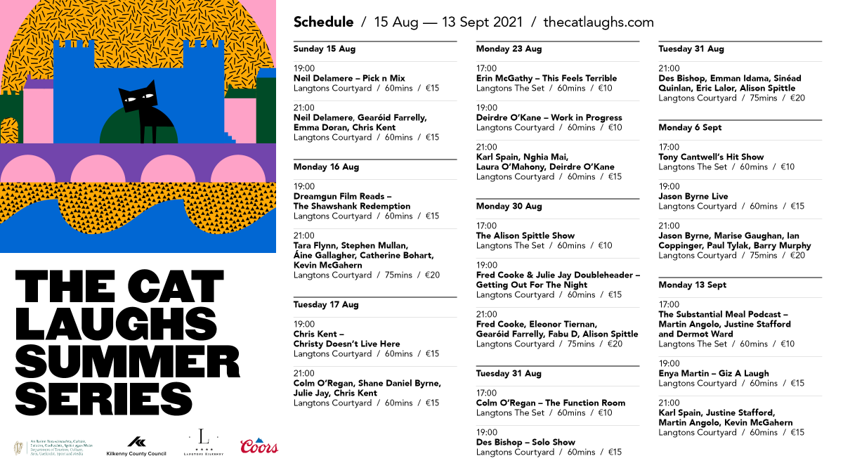 CatLaughsComedy's tweet photo. We're crazy excited to announce a series of intimate gigs called 'The Cat Laughs Summer Series' which is taking place at Langtons Courtyard, all outdoors, with tonnes of your favourite Irish acts (and some new ones too!).

Tickets ON SALE FRIDAY 12PM @ https://t.co/wlCzpnL8DM https://t.co/ugaHXnVjFJ