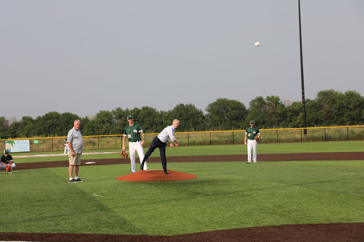 CityofGoddard's tweet photo. Thank you to Mayor Hunter Larkin for throwing out the First Pitch Last Night for the 2021 Summerball Showdown at the @GenesisSportsKS Ball Fields in Goddard! Make sure to visit the tournament through Sunday (8/8/21). https://t.co/RIcfZwYbDd