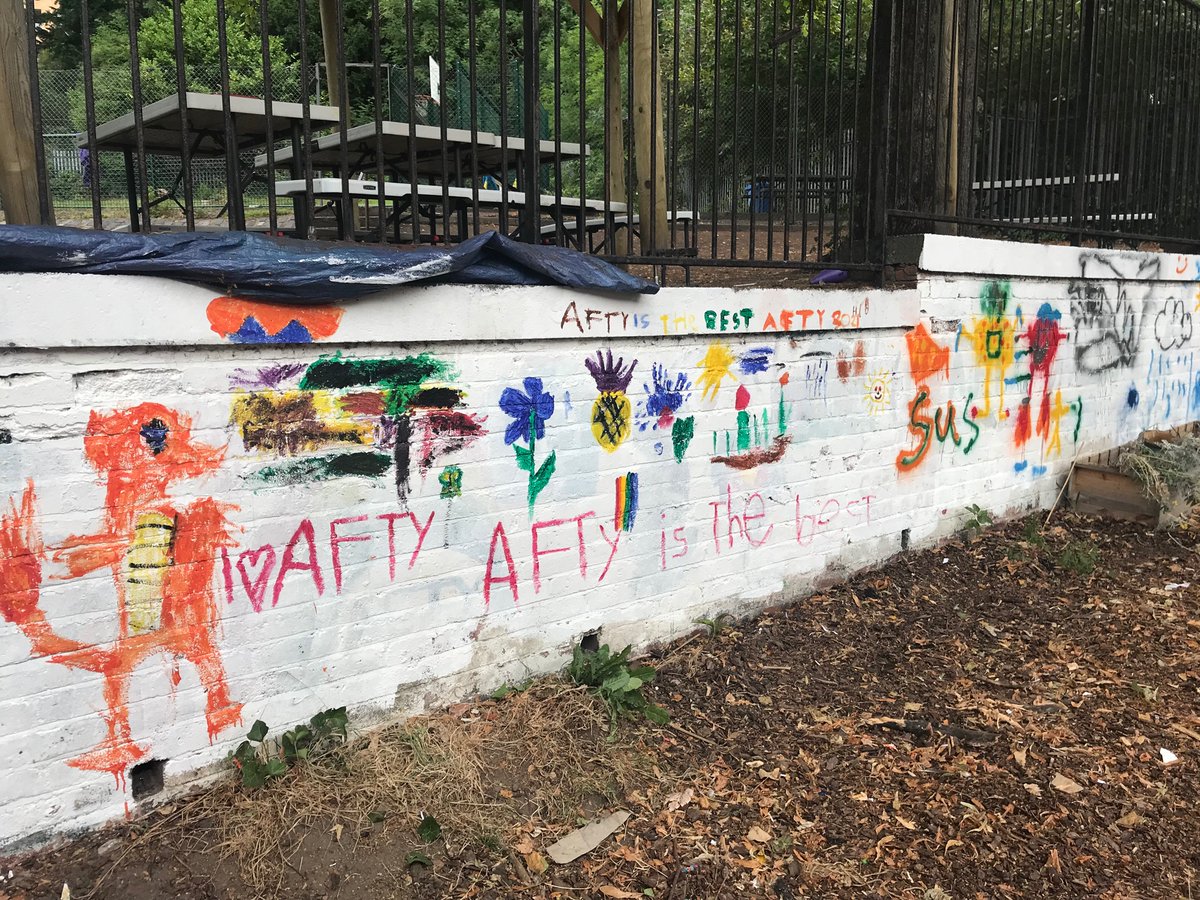 HyndlandASC's tweet photo. Glad the rain stayed off long enough for us to repaint our Den Building wall! https://t.co/esQo3z1z2A