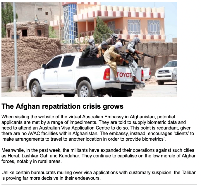 NGruen1's tweet photo. Meanwhile certain Afghans win the #FuzzyWuzzyAngels and #TimorGap award for Australian shamelessness towards those who helped us and are now defenceless https://t.co/UWrora5URV