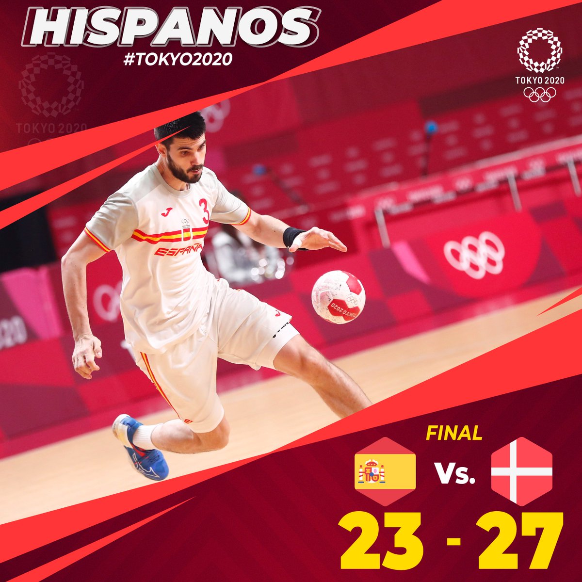 RFEBalonmano's tweet image. 🏆 #Tokyo2020
📌 Semifinales
⏱ 60' - Final
🆚 España 🇪🇸 23:27 🇩🇰 Dinamarca
🏟 Yoyogi National Stadium
📺 @La1_tve, @Eurosport_ES 

🖋️ En el partido hasta el final... Pero se escapó. Qué lástima. ¡Mucho ánimo #Hispanos, toca luchar por el bronce!

#⃣ #Hispanos #ElCorazóndeEspaña