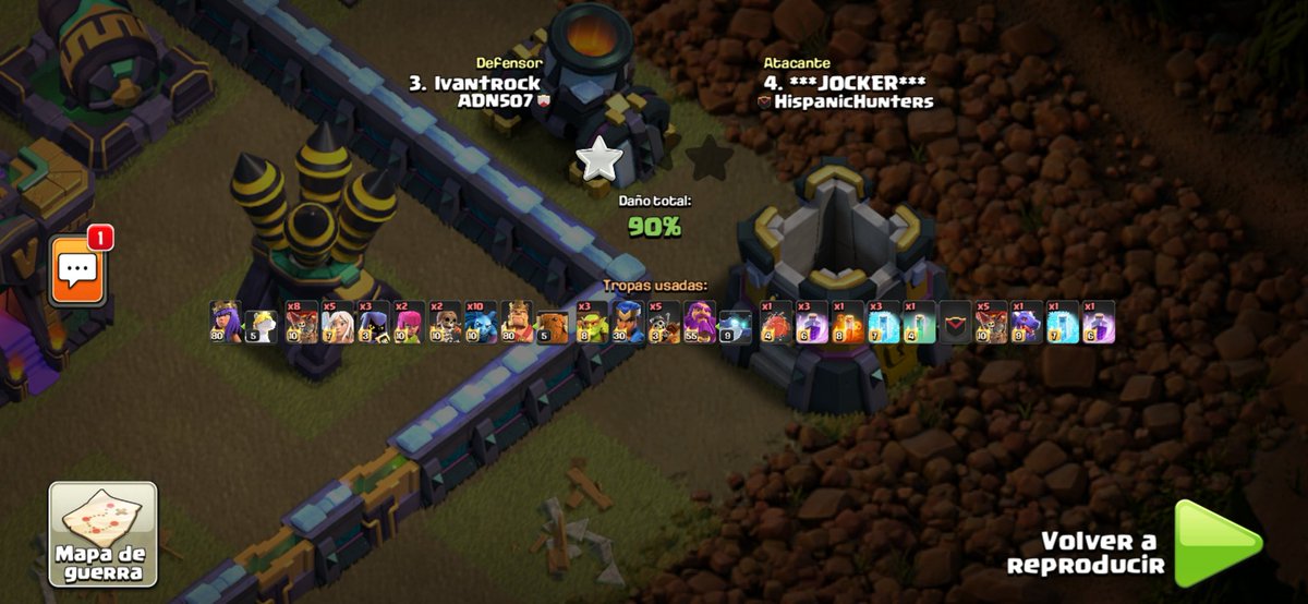 Excelente defensa contra un gran equipo <a href="/HHunters_coc/">HispanicHunters</a> gg, gracias las bases de mi gran Builder @BlueGaming_BB No duden en contratar su servicios, Se los recomiendo 😎😎