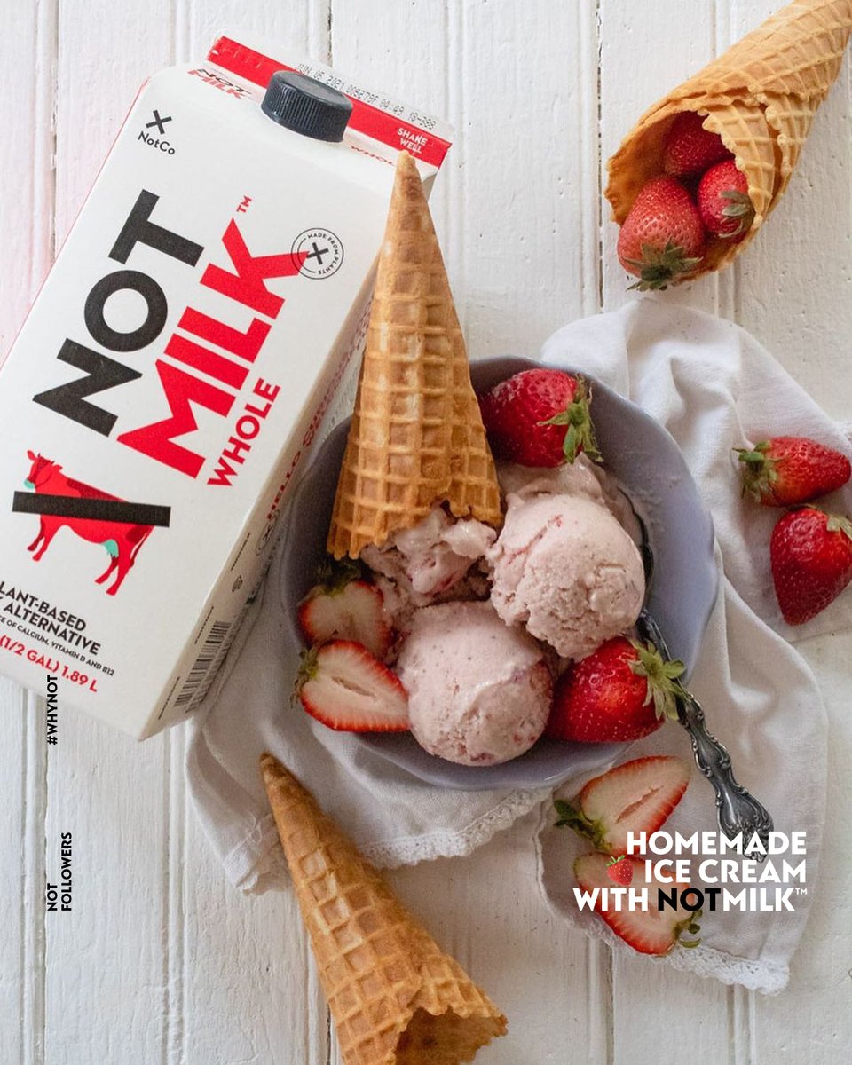 Another banging homemade ice cream made with NotMilk™💥 @thehungrydragonfly you have us drooling🤤 Tag us if you make this! You’ll need: ✨2 cup of frozen 🍓 ✨2 cups of NotMilk™ Whole ✨1 can of condensed coconut milk, chilled Full recipe here: instagram.com/p/CSMcT-2LRgN/