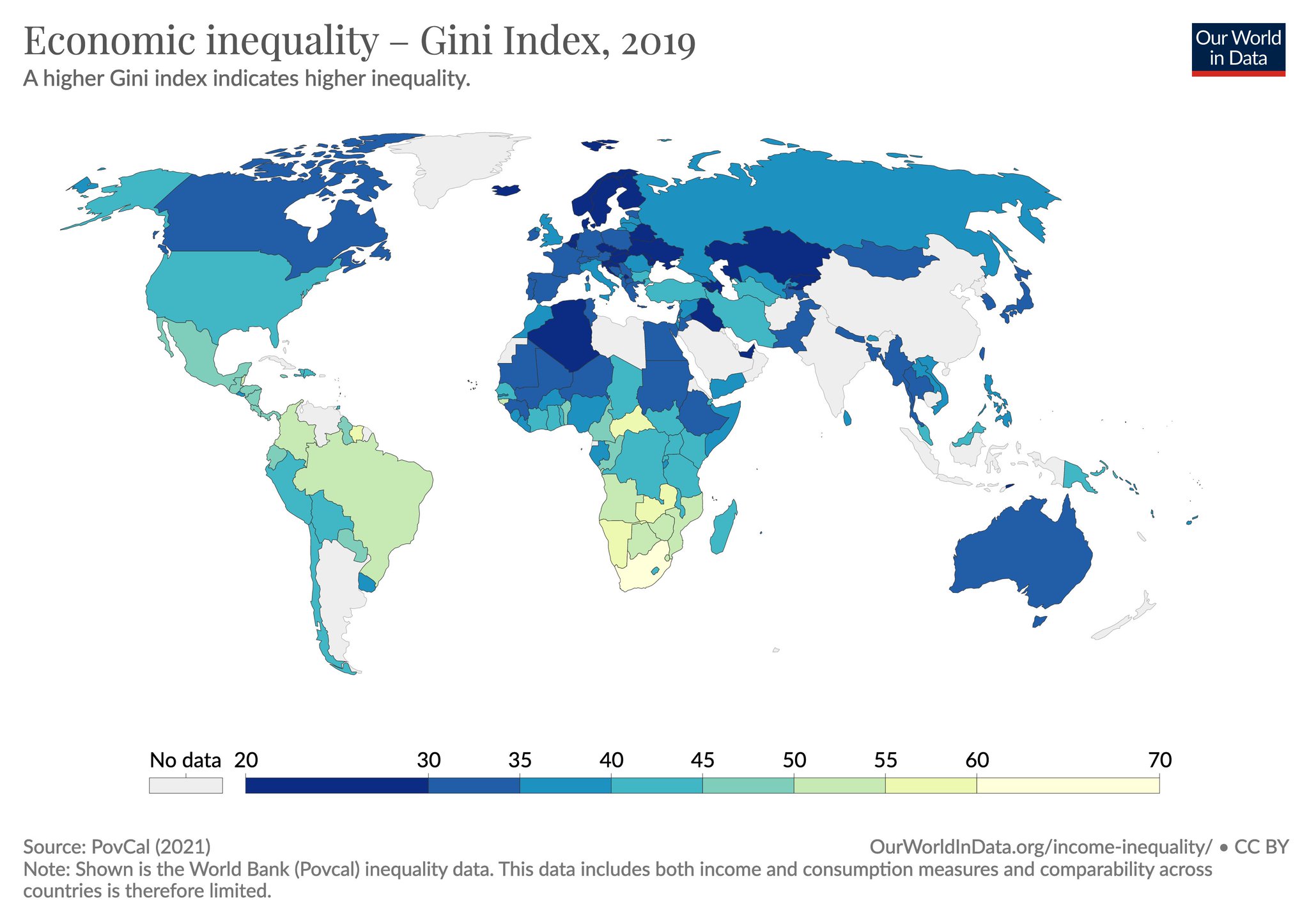 Our World in Data on Twitter "A world map of inequality. Lower