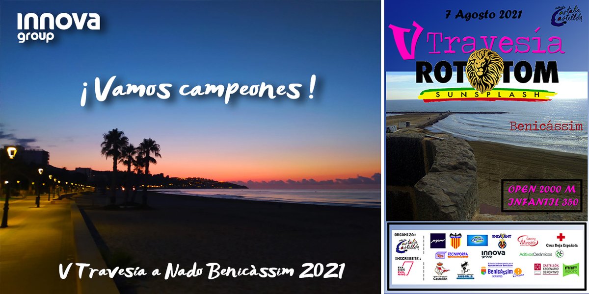 InnovaEndOfLine's tweet photo. 🏊 INNOVA CON LA NATACIÓN! 🌊Este sábado se celebra la 5ª Travesía a Nado de Benicàssim - Rototom @sunsplash_es  organizada por @cncastaliacst 👌¡Orgullosos de patrocinar y promocionar el deporte entre los más jóvenes! ¡Vamos Campeones! 👏👏
#WeAreInnova #InnovaGroup https://t.co/IVY9VRfSyw