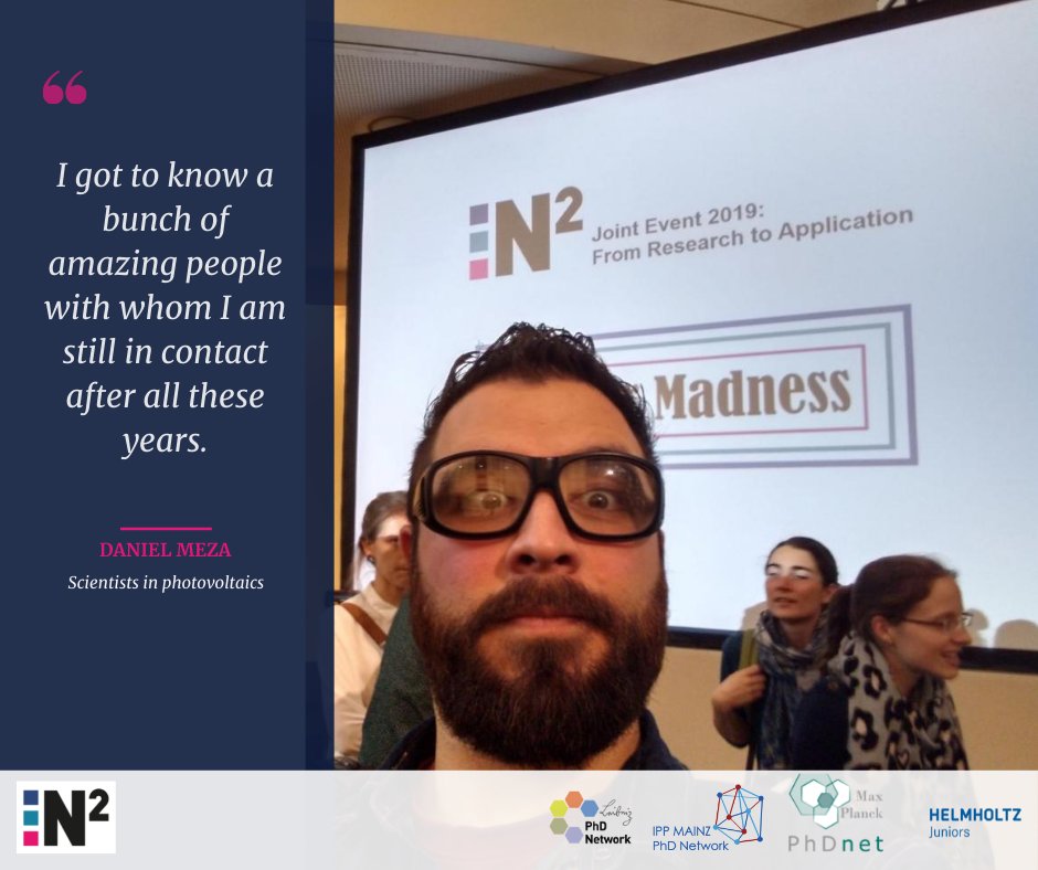 N2PhDNet's tweet image. Did you know that many PhD students from the participating institutions @maxplanckphdnet @Leibniz_PhD_Net @HelmholtzJrs are involved in the organization of the N² event? Daniel was part of the organizing team in 2017

more information👉 bit.ly/N2event21

#N2event21 #PhDnet