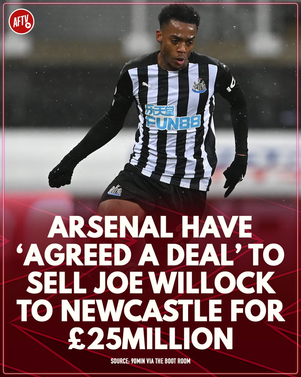 AFTVMedia's tweet photo. 📰 Reports claiming that Joe Willock has been told by Arsenal that he can leave the club and a deal has already been agreed for Newcastle to take him on a permanent deal worth up to £25m including add-ons.

#AFC #AFTV https://t.co/62e3fdNKyS