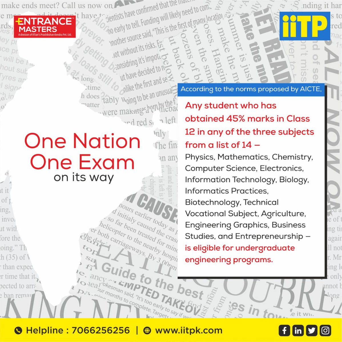 IITP14's tweet photo. One nation, one exam on its way.
#iitpk #educationnews #aicte #oneexam #engineering #educationalplan #twitterfeed #breakingnews #onlineclasses #iitjee #students #indianstudents #topnews https://t.co/Hbjwylq8QY