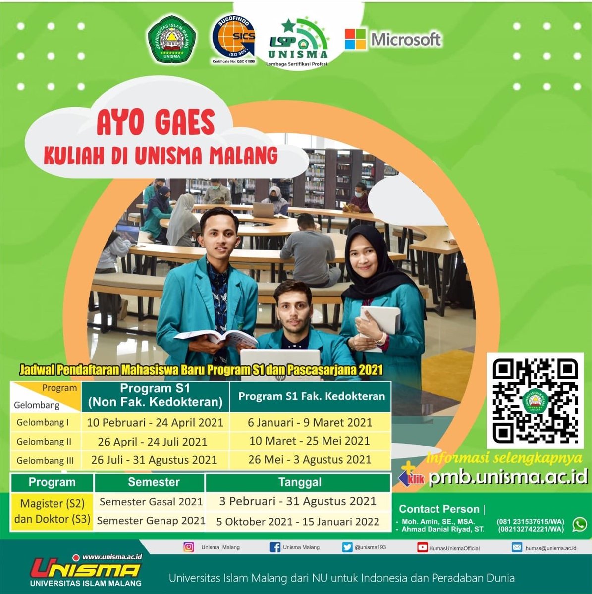 unisma193's tweet photo. Masih bingung, galau mau kuliah dimana? Kuliah di Unisma yuk. 

Pendaftaran online pada website https://t.co/eJMkwPFGOB
—————————————
#unismamalang #universitasislammalang #unismaku #ayokuliahdiunisma #mahasiswaunisma #sobatunisma #pmb2021 #ayokuliah https://t.co/QRCriYm8ug