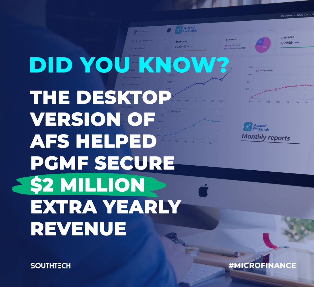 Southtech2's tweet photo. Myanmar’s largest MFI, PGMF, automated their entire operations with the desktop version of Ascend Financials - a Core Banking Solution for MFIs and development banks. Is your MFI struggling to increase revenue? Explore more: https://t.co/WQ7rD1NolJ https://t.co/Y7z7yBovMn