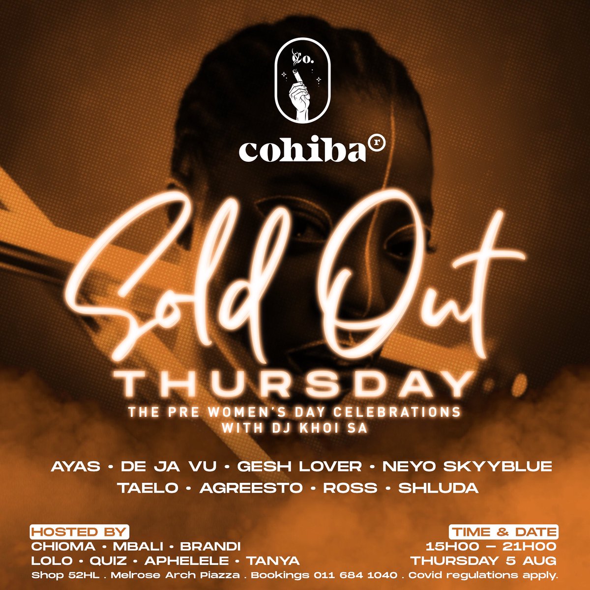 djkhoiSA's tweet photo. We out @cohibar_za tonight for the Sold Out Thursday with @ItsDejaVuDj @Shludatheguru @NEYO_SKYYBLUE @TaelodaDj @Geshlover2 @djayanda59 #Letsmisbehave https://t.co/F3h9l948P8
