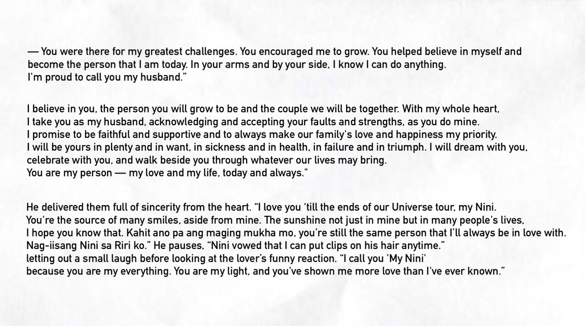 prizexc's tweet photo. @monsieurite @zylfiles @AngeIoAndRiz ㅤ

🅡  https://t.co/a9wdPNjAeM As soon as his husband finished delivering his vows, it was finally Riz’ turn to deliver his. “First and foremost, happy 8th monthsarry my love.” [https://t.co/38H5ieOnX7]

ㅤ https://t.co/dCWzDAtVRd