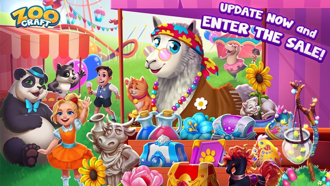 ZooCraftGame's tweet photo. Greetings Zoopies!
Flash Sale comes to ZooCraft!
Hurry up and check what Auntie Adora can offer you! Sales up to 95%!
Update game and get everything you wanted for long time while you can!
#zooocraft #update #sales #newevent https://t.co/3XTbfm7T6h