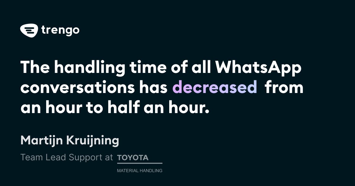 Toyota Material Handling aims to be the best at offering high-quality #customerservice. ⭐ To make this happen, they use Trengo. Read the full #customerstory here: trengo.com/en/cases/toyot…