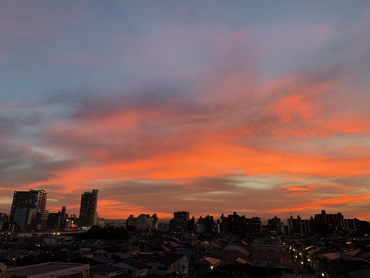 Lovely sunset over Koganei this evening