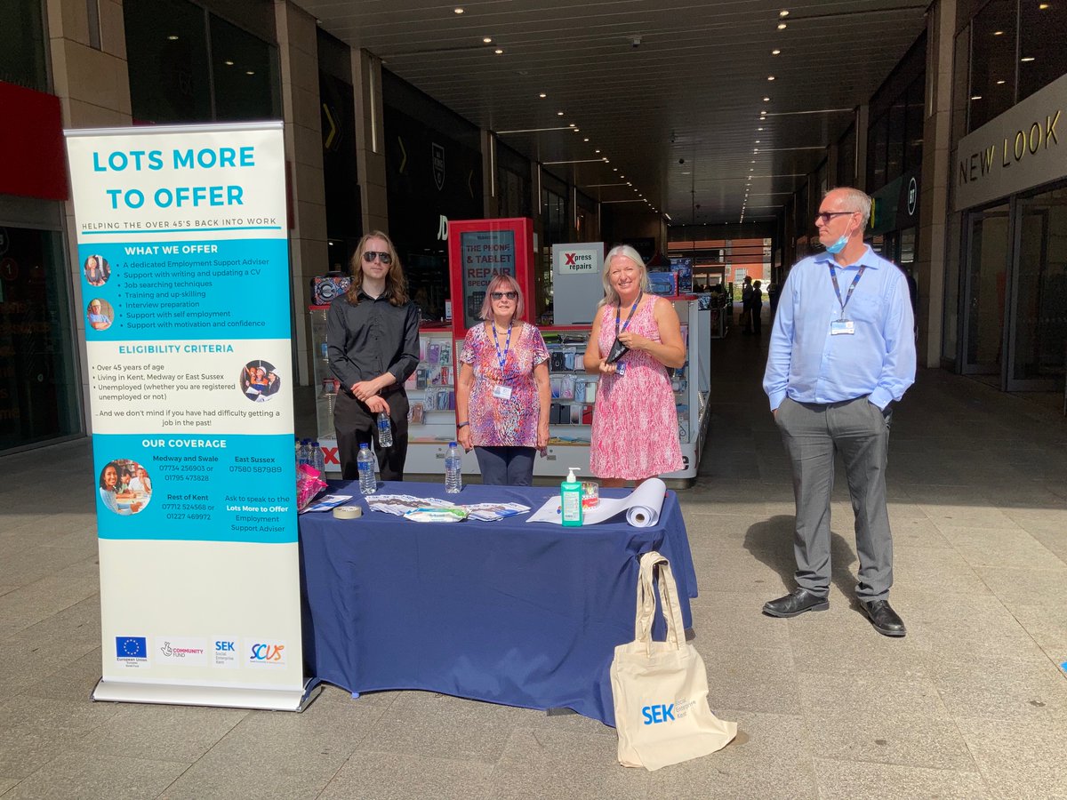 ginabthegirl's tweet photo. LOTS MORE TO OFFER ROADSHOW is at Folkestone Bouverie Place today. If you’re around that way. Come say hi? Helping the over 45s back to work. #TNLComFundESF @SocEntKent @TNLComFund there’s free water, cake and sweets and grab a leaflet #LMTO #over45 #BouveriePlace https://t.co/CF3o9MaCRp