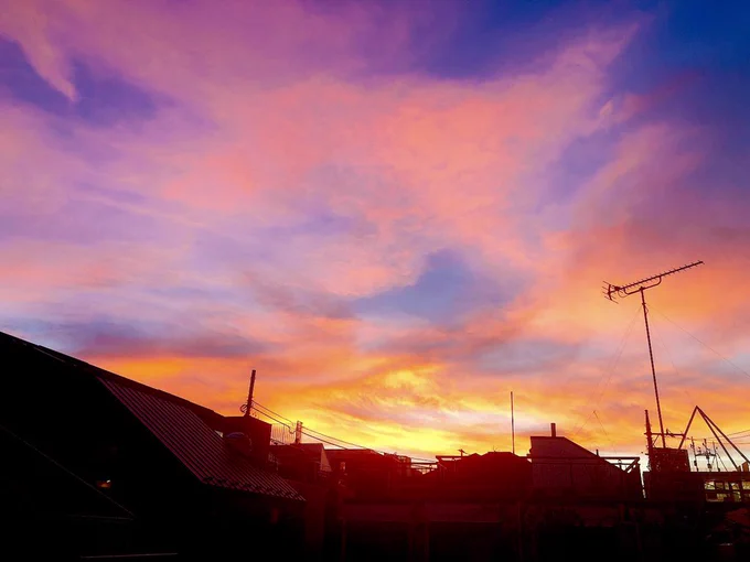 夕焼けが綺麗だったー 