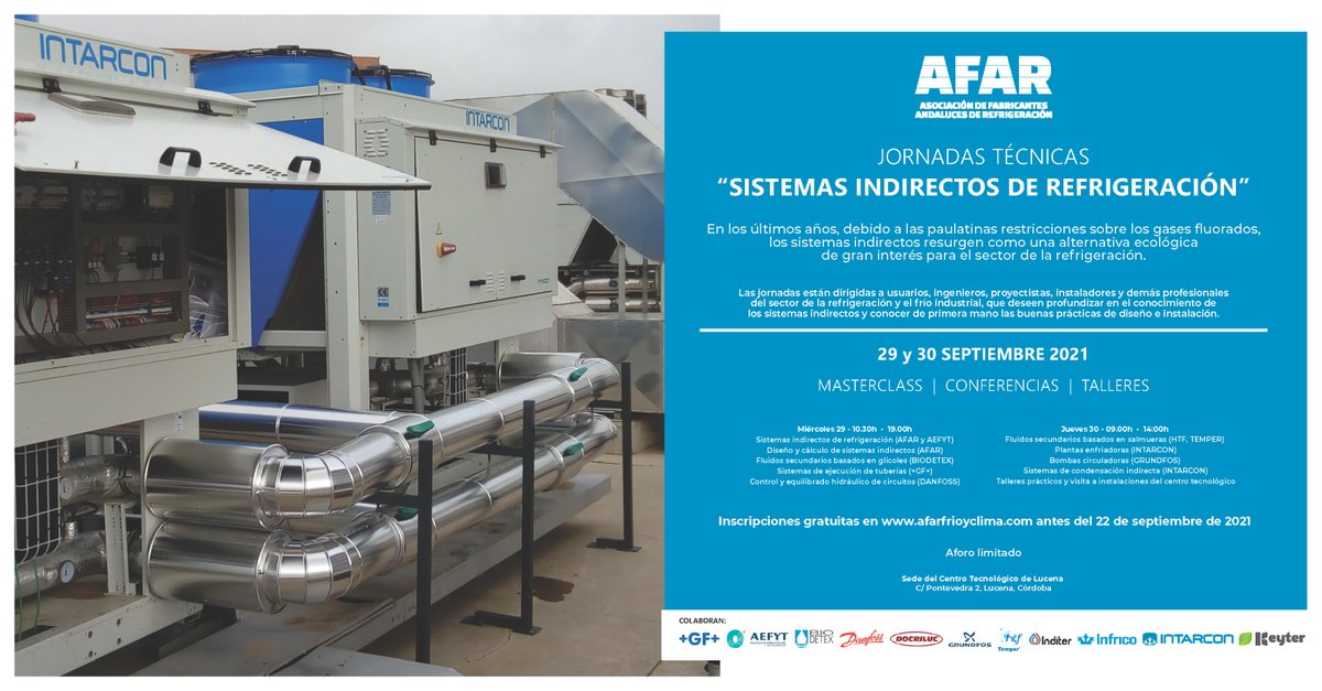 Docriluc colabora en las jornadas técnicas “SISTEMAS INDIRECTOS DE REFRIGERACIÓN” organizadas por AFAR, inscríbete en afarfrioyclima.com

Docriluc collaborates in technical conferences "INDIRECT REFRIGERATION SYSTEMS" organized by AFAR, sign up  at afarfrioyclima.com