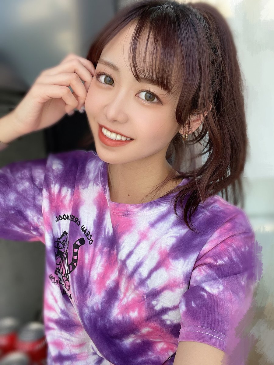 ポニーテールした、✌️