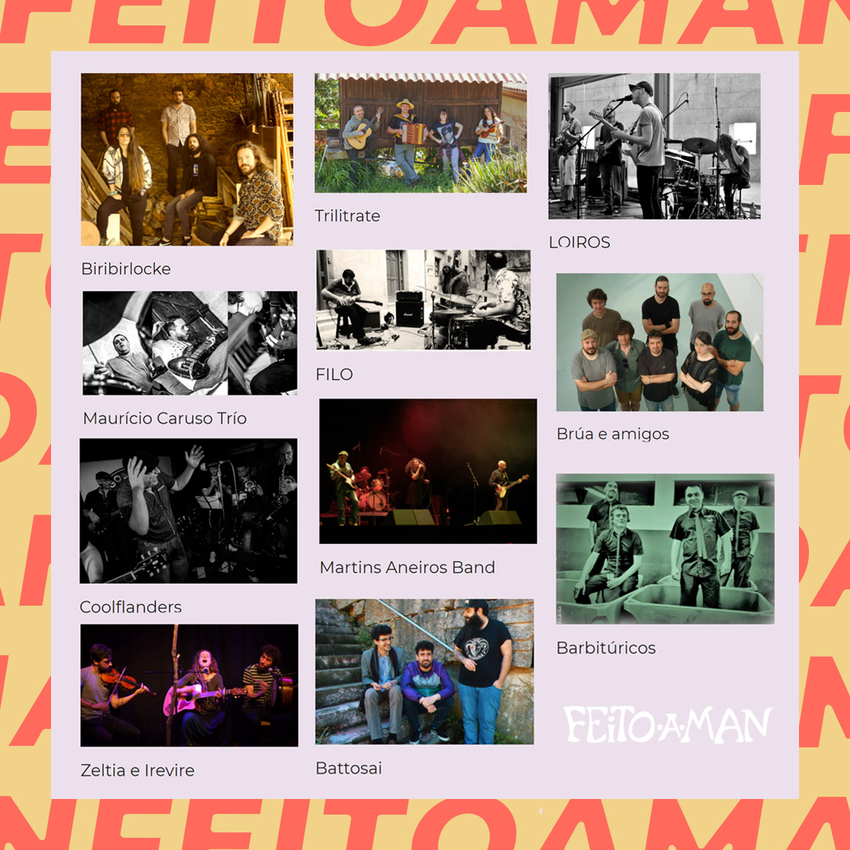 Ide botando un ollo á programación e elixindo terraza que isto comeza 💥
👯‍♀️ 𝗠𝗲𝘀𝗮𝘀 de 𝟮 ou 𝟰 𝗽𝗲𝗿𝘀𝗼𝗮𝘀 👩‍👩‍👧‍👧
🎟 Entradas en cada local desde 4 ꭰꮖ́ꭺꮪ ꭺɴꭲꭼꮪ 
🎼 Jazz, blues, soul, pospunk, folk, rock... 
Apuntade ✍️ festivalfeitoaman.gal/artistas/