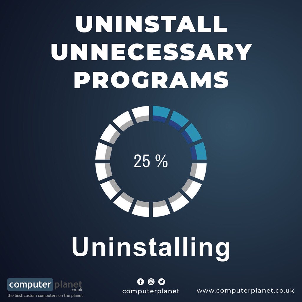 computerplanet's tweet image. Additional programs that are seldom used should be removed for have faster pc.

Go to Control Panel &amp;gt; Add or Remove Programs/Uninstall a Program.

For unfamiliar programs, right-click and choose Last Used On to see how frequently you use the program.

computerplanet.co.uk