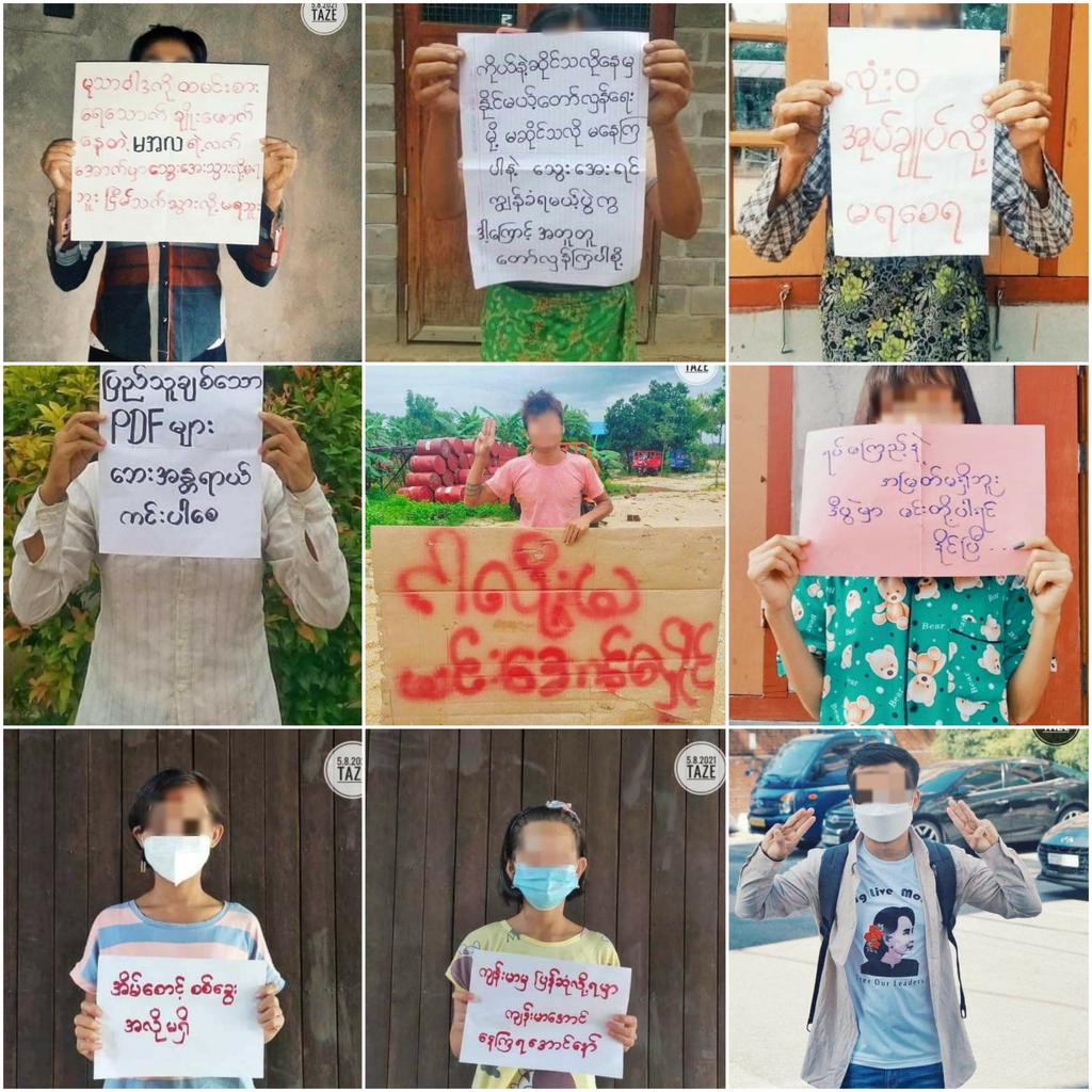 AyeThidaAung17's tweet photo. Domestic strike showing that they don't want Military Dictatorship was held by the ppl of #Taze Tsp.
LEGALIZATION OF NUG

#Aug5Coup 
#WhatsHappeningInMyanmar https://t.co/YIhvJ4bfVU